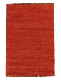 Handloom Fringes 100X160 Small Rust Red/Red Plain (Single Colored) Wool Rug Rug 