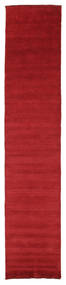 Handloom Fringes 80X400 Small Dark Red Plain (Single Colored) Runner Wool Rug 
