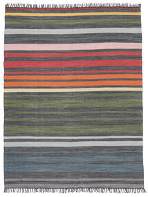 Rainbow Stripe 250X300 Large Multicolor Striped Cotton Rug 
