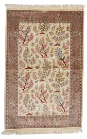  Qum Silk: Qum Motavasei Rug 102X155 Authentic
 Oriental Handknotted Brown/Yellow (Silk, Persia/Iran)