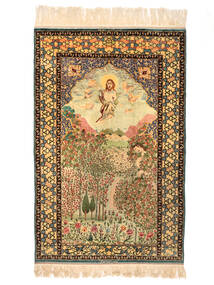 163X230 Isfahan Pictorial Signed: Haghighi Rug Rug Authentic
 Oriental Handknotted Brown/Beige ( Persia/Iran)