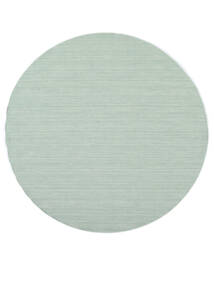  Kilim Loom - Mint Green Rug Ø 200 Authentic
 Modern Handwoven Round Pastel Green/White/Creme (Wool, India)