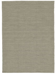  160X230 Plain (Single Colored) Kilim Loom Rug - Light Grey/Beige Wool, 