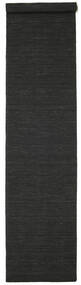  Kilim Loom - Black Rug 80X400 Authentic
 Modern Handwoven Hallway Runner
 Black/White/Creme (Wool, India)
