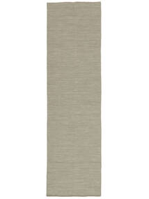  Kilim Loom - Light Grey/Beige Rug 80X300 Authentic
 Modern Handwoven Runner
 Olive Green/Beige (Wool, India)