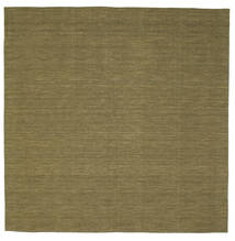 Kelim Loom 250X250 Large Olive Green Plain (Single Colored) Square Wool Rug 