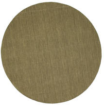  Kilim Loom - Olive Rug Ø 250 Authentic
 Modern Handwoven Round Olive Green Large (Wool, India)