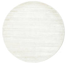  Ø 150 Plain (Single Colored) Small Bamboo Silk Loom Rug - Natural White 