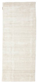  80X200 Plain (Single Colored) Small Bamboo Silk Loom Rug - Natural White 