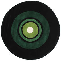  Schallplatte Handtufted Rug Ø 150 Modern Round Dark Green (Wool, India)