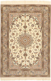  Isfahan Silk Warp Rug 110X160 Authentic
 Oriental Handknotted Brown/Beige ( Persia/Iran)