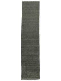 Handloom Fringes 80X200 Small Dark Grey Plain (Single Colored) Runner Wool Rug Rug 