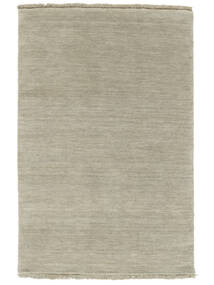 Handloom Fringes 160X230 Light Green/Grey Plain (Single Colored) Wool Rug 