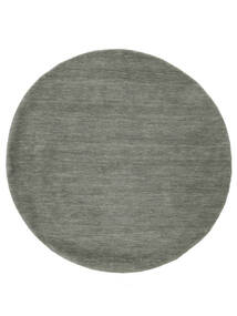 Handloom Ø 300 Large Dark Grey Plain (Single Colored) Round Wool Rug Rug 