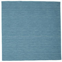 Kelim Loom 200X200 Blue Plain (Single Colored) Square Wool Rug 