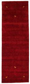 Gabbeh Loom Two Lines 80X250 Small Red Runner Wool Rug 
