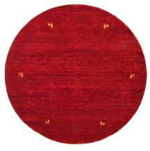 Gabbeh Loom Two Lines Ø 150 Small Red Round Wool Rug Rug 