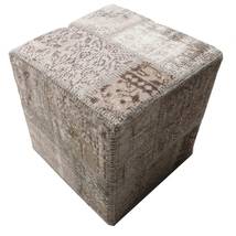  Patchwork Stool Ottoman Rug 50X50 Authentic Oriental Handknotted Square Beige/Brown (Wool, )
