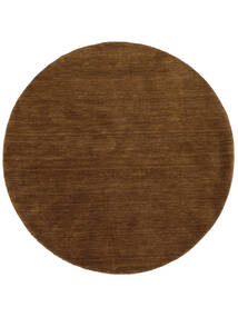 Handloom Ø 200 Brown Plain (Single Colored) Round Wool Rug 