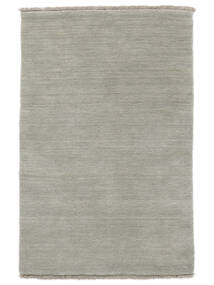 Handloom Fringes 100X160 Small Light Green/Grey Plain (Single Colored) Wool Rug Rug 