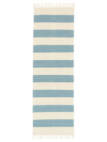 Cotton Stripe 80X250 Small Light Blue Striped Runner Cotton Rug 