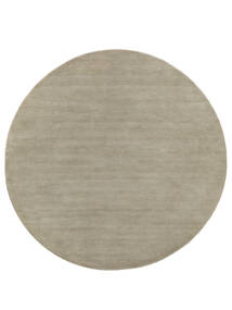 Handloom Ø 250 Large Greige Plain (Single Colored) Round Wool Rug 