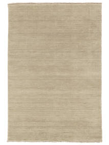  250X350 Plain (Single Colored) Large Handloom Fringes Rug - Greige Wool, 