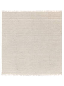 Melange 300X300 Large Beige Plain (Single Colored) Square Wool Rug 