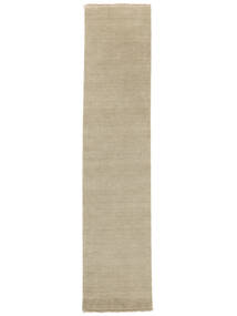 Handloom Fringes 80X400 Small Greige Plain (Single Colored) Runner Wool Rug Rug 
