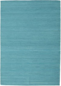  140X200 Plain (Single Colored) Small Vista Rug - Turquoise Wool, 