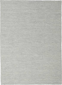  210X290 Plain (Single Colored) Kilim Honey Comb Rug - Grey Wool, 
