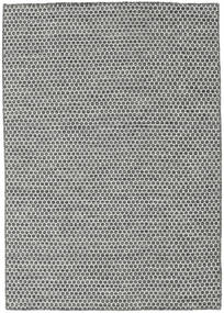  Kilim Honey Comb - Black/Grey Rug 140X200 Authentic
 Modern Handwoven Light Grey/Dark Grey (Wool, India)
