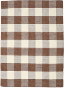  Check Kilim - Brown/White Rug 210X290 Authentic
 Modern Handwoven Light Grey/Beige (Wool, India)