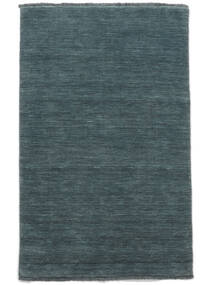 Handloom Fringes 100X160 Small Dark Teal Plain (Single Colored) Wool Rug Rug 