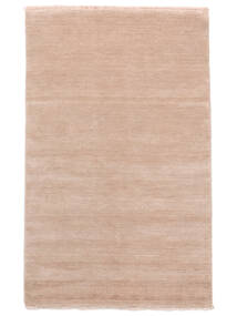 Handloom Fringes 100X160 Small Light Pink Plain (Single Colored) Wool Rug 