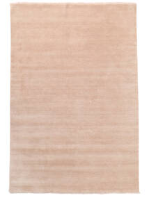 Handloom Fringes 200X300 Light Pink Plain (Single Colored) Wool Rug Rug 