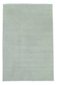 Handloom Fringes 200X300 Light Teal Plain (Single Colored) Wool Rug Rug 