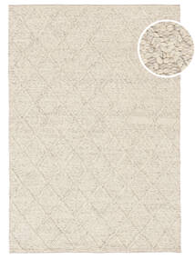  160X230 Checkered Rut Rug - Light Grey/Cream White Wool, 