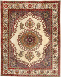 Handknotted Tabriz Rug 307X390 Persian Wool Rug Beige/Brown Large Rug 