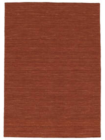  140X200 Plain (Single Colored) Small Kilim Loom Rug - Rust Red 