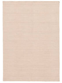  160X230 Plain (Single Colored) Kilim Loom Rug - Light Pink Wool, 