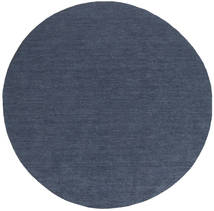  Wool Rug Ø 200 Kelim Loom Navy Blue Round 
