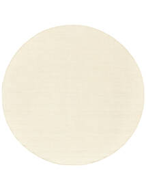  Kilim Loom - Natural Rug Ø 200 Authentic
 Modern Handwoven Round White/Creme/Light Green (Wool, India)