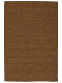  250X350 Plain (Single Colored) Large Kilim Loom Rug - Brown Wool, 