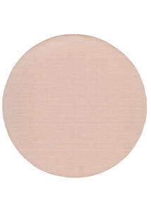  Kilim Loom - Misty Pink Rug Ø 300 Authentic
 Modern Handwoven Round White/Creme/Dark Red Large (Wool, India)