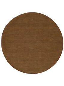  Ø 300 Plain (Single Colored) Large Kilim Loom Rug - Brown Wool, 