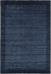  200X300 Plain (Single Colored) Handloom Frame Rug - Dark Blue 
