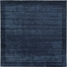 Handloom Frame 300X300 Large Dark Blue Plain (Single Colored) Square Wool Rug 