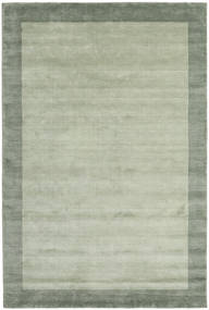 Handloom Frame 300X400 Large Grey/Green Plain (Single Colored) Wool Rug 