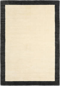 Handloom Frame 160X230 Black/White Plain (Single Colored) Wool Rug 